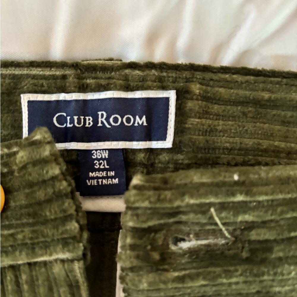 Club Room Wide Wale Forest Green Corduroy Trousers